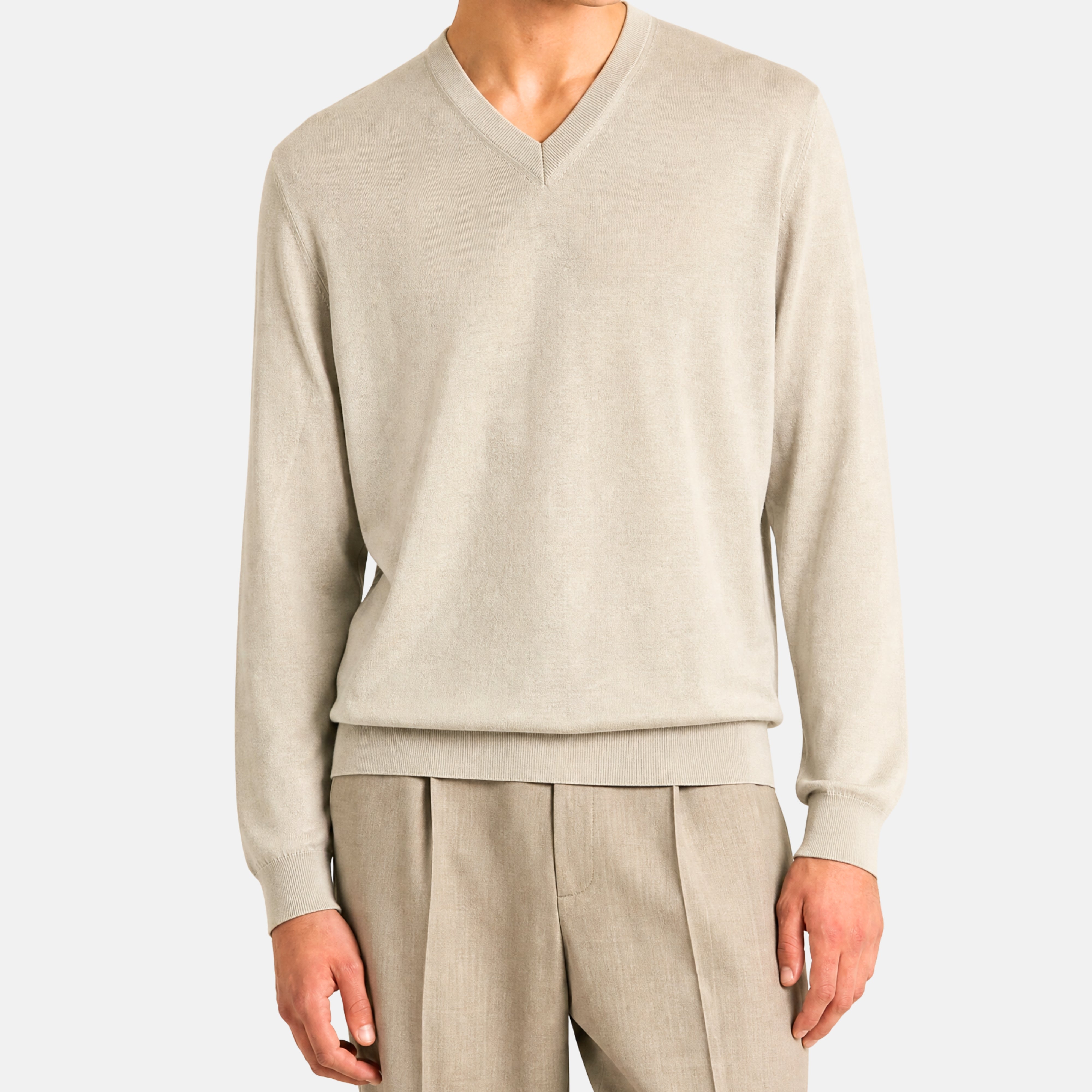Zegna Off-White Cashseta Sweater made of Cashmere/Silk (EU 56) – pre-owned | Sanpetuna