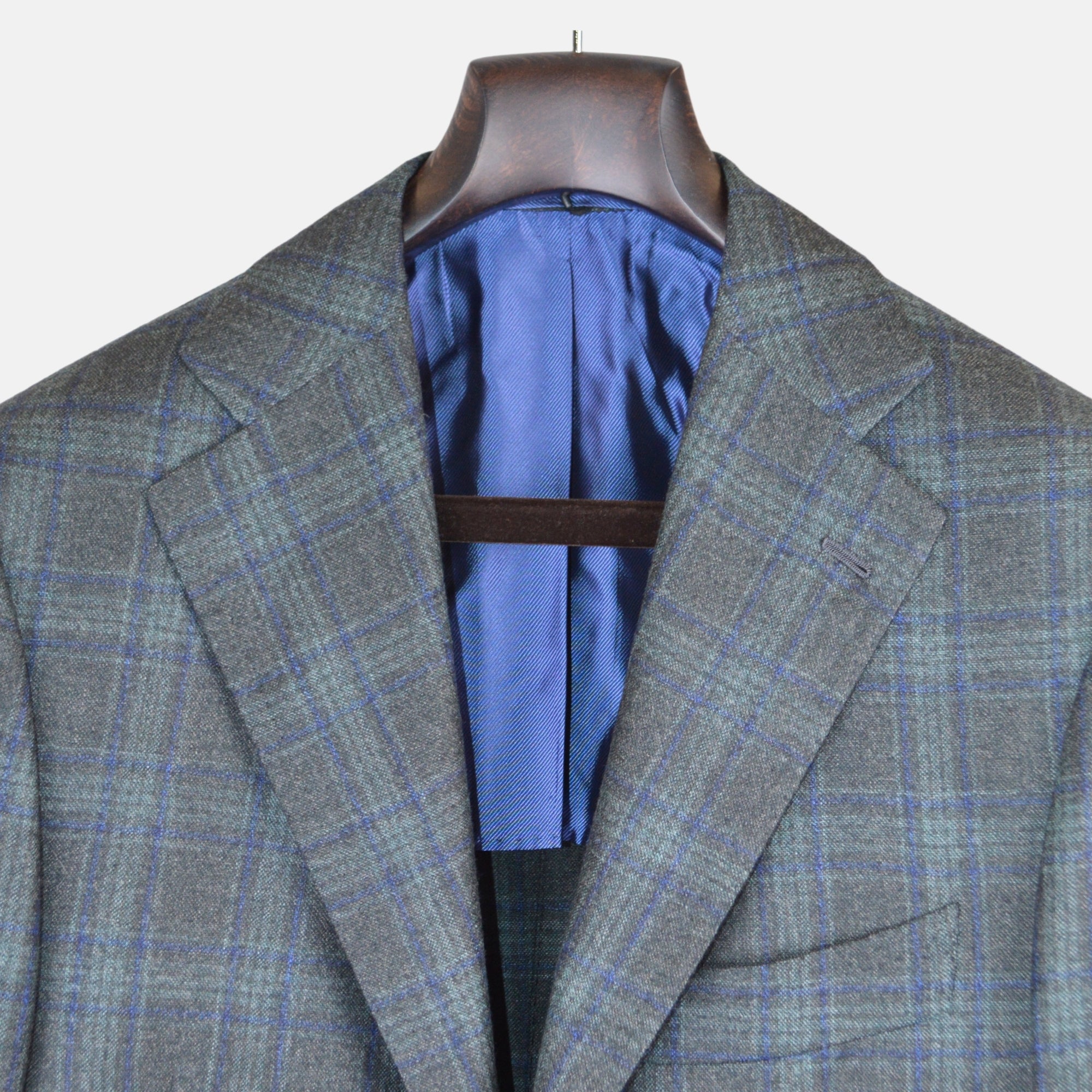 Blue/Brown Checked Blazer made of Cashmere/Silk (52)