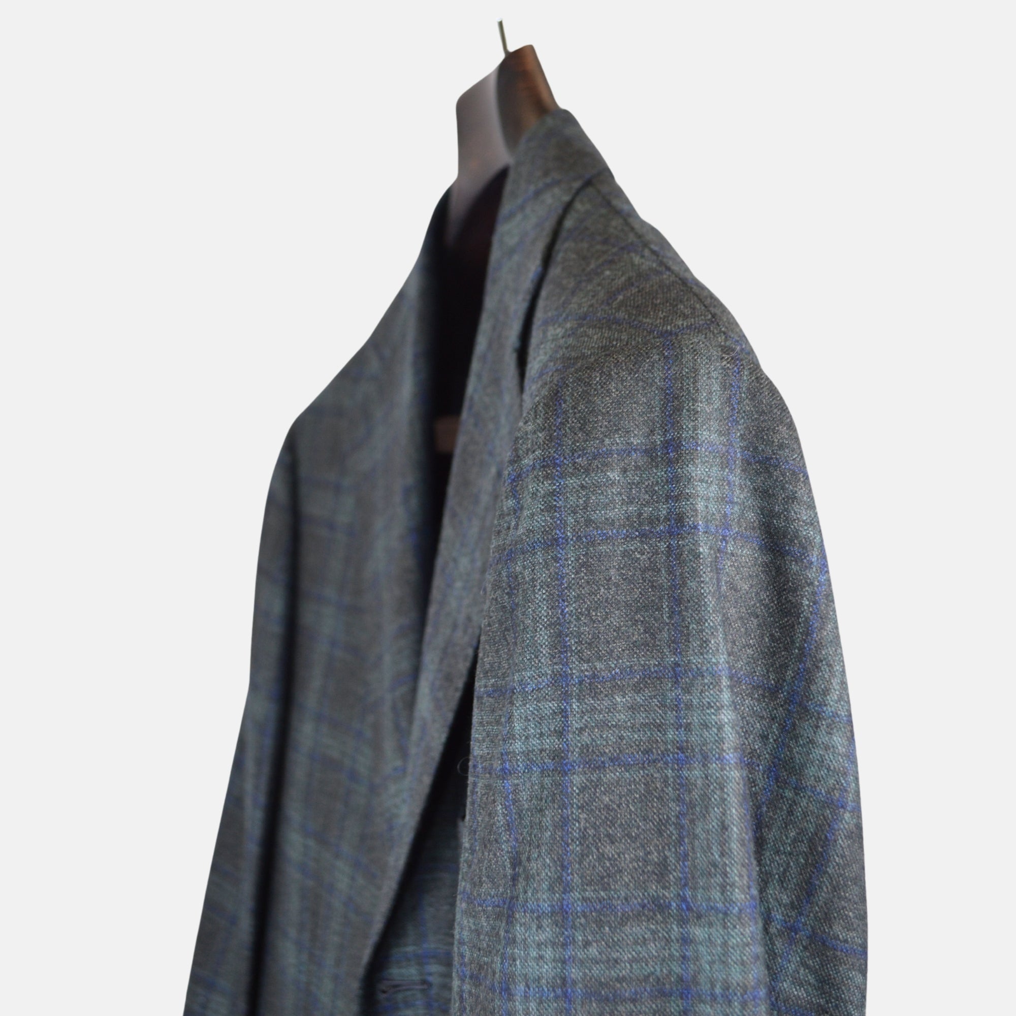 Blue/Brown Checked Blazer made of Cashmere/Silk (52)