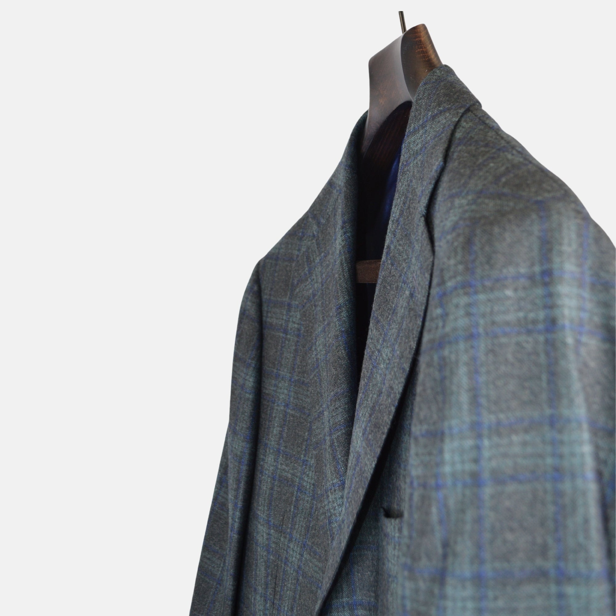 Blue/Brown Checked Blazer made of Cashmere/Silk (52)