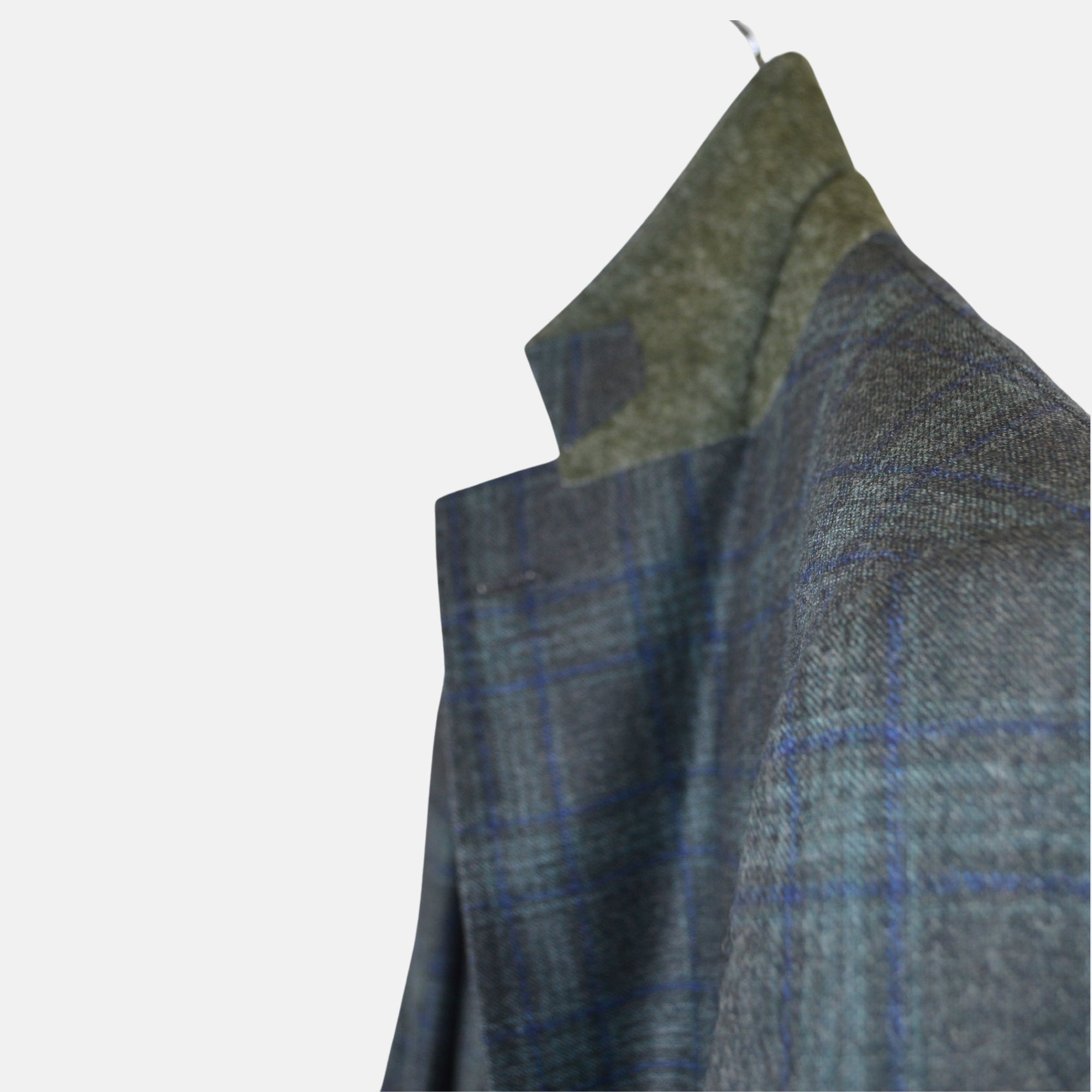 Blue/Brown Checked Blazer made of Cashmere/Silk (52)