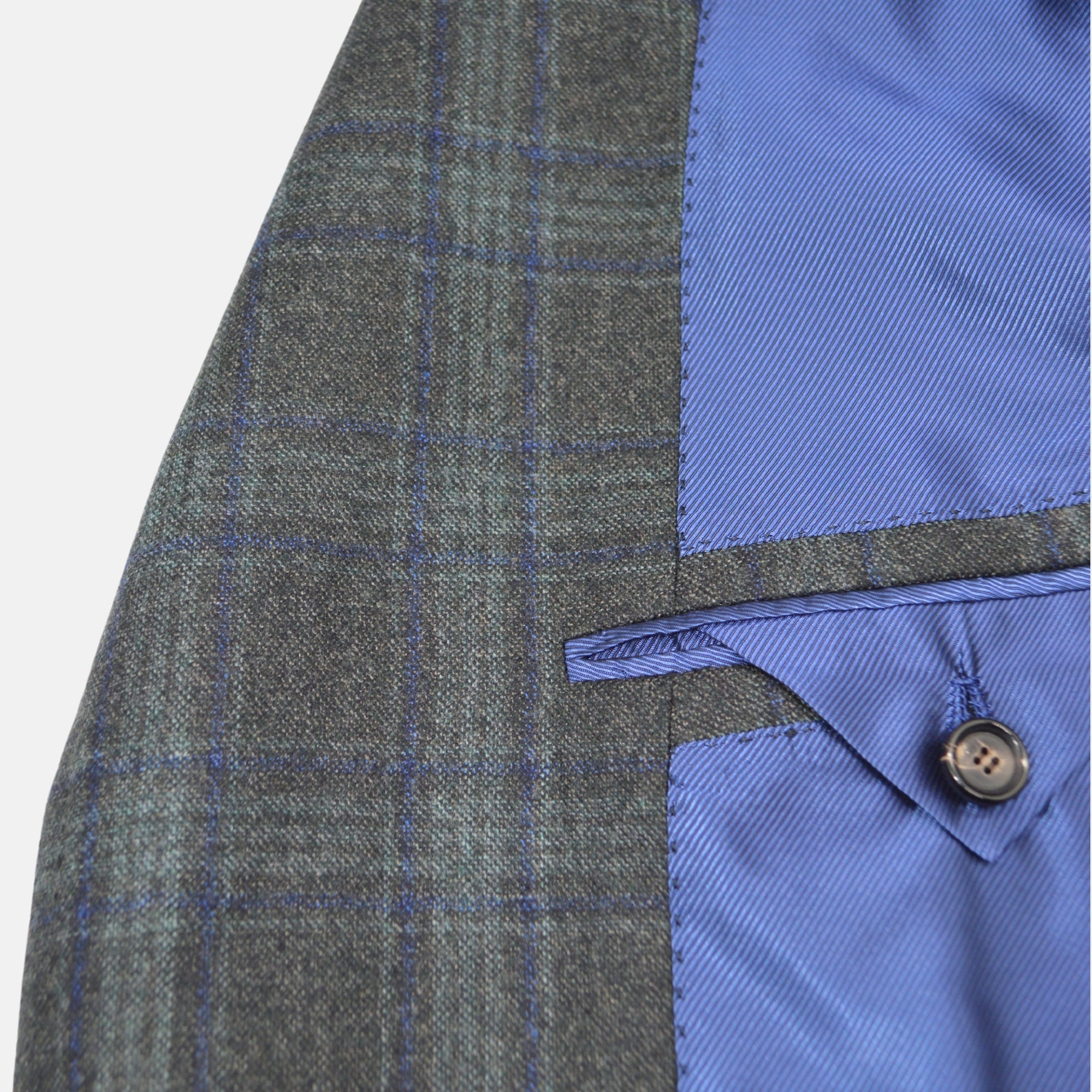 Blue/Brown Checked Blazer made of Cashmere/Silk (52)