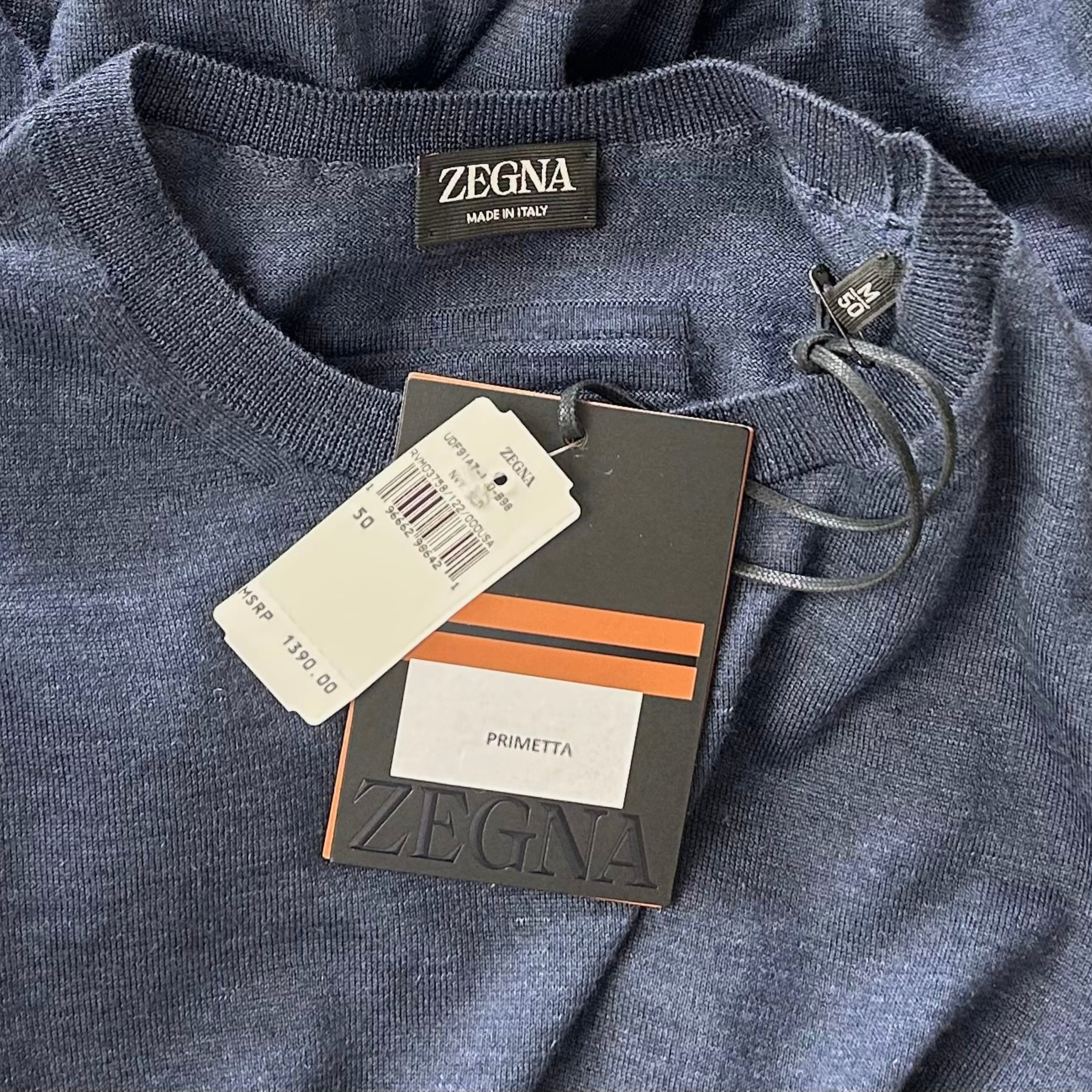 Navy Pullover aus Seide/Kaschmir/Leinen (EU 50)