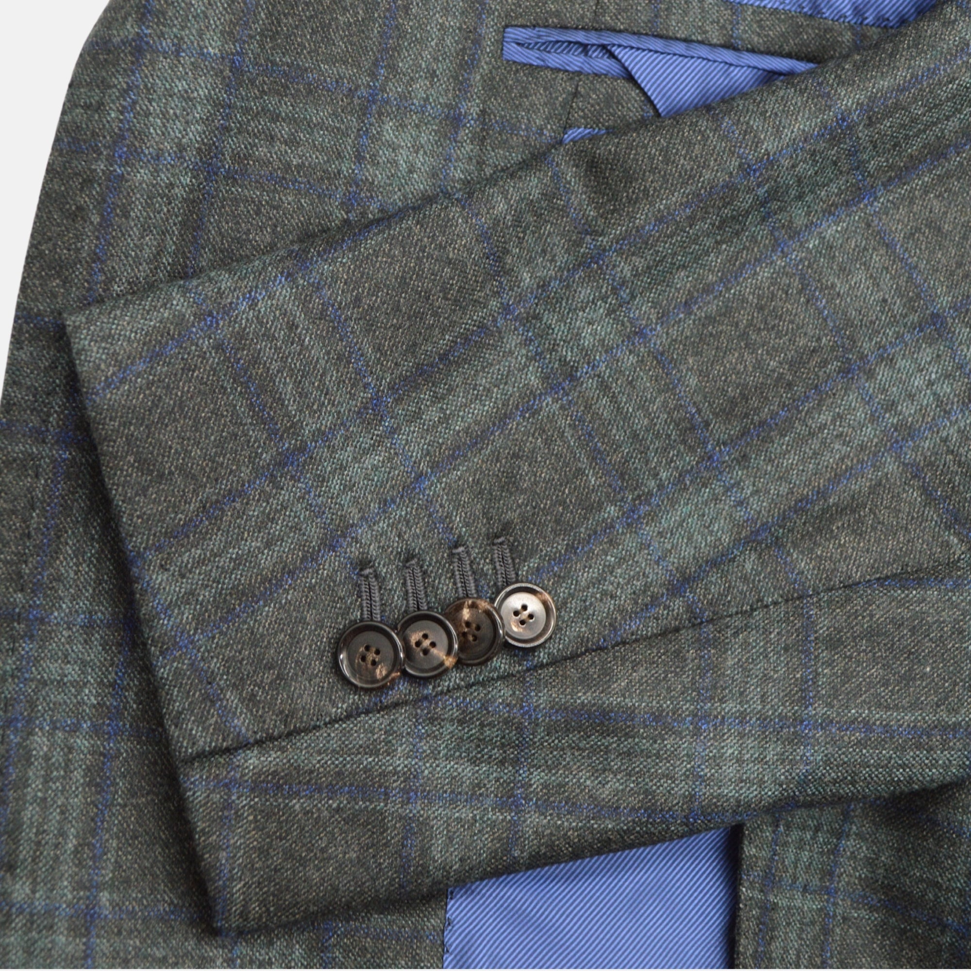 Blue/Brown Checked Blazer made of Cashmere/Silk (52)