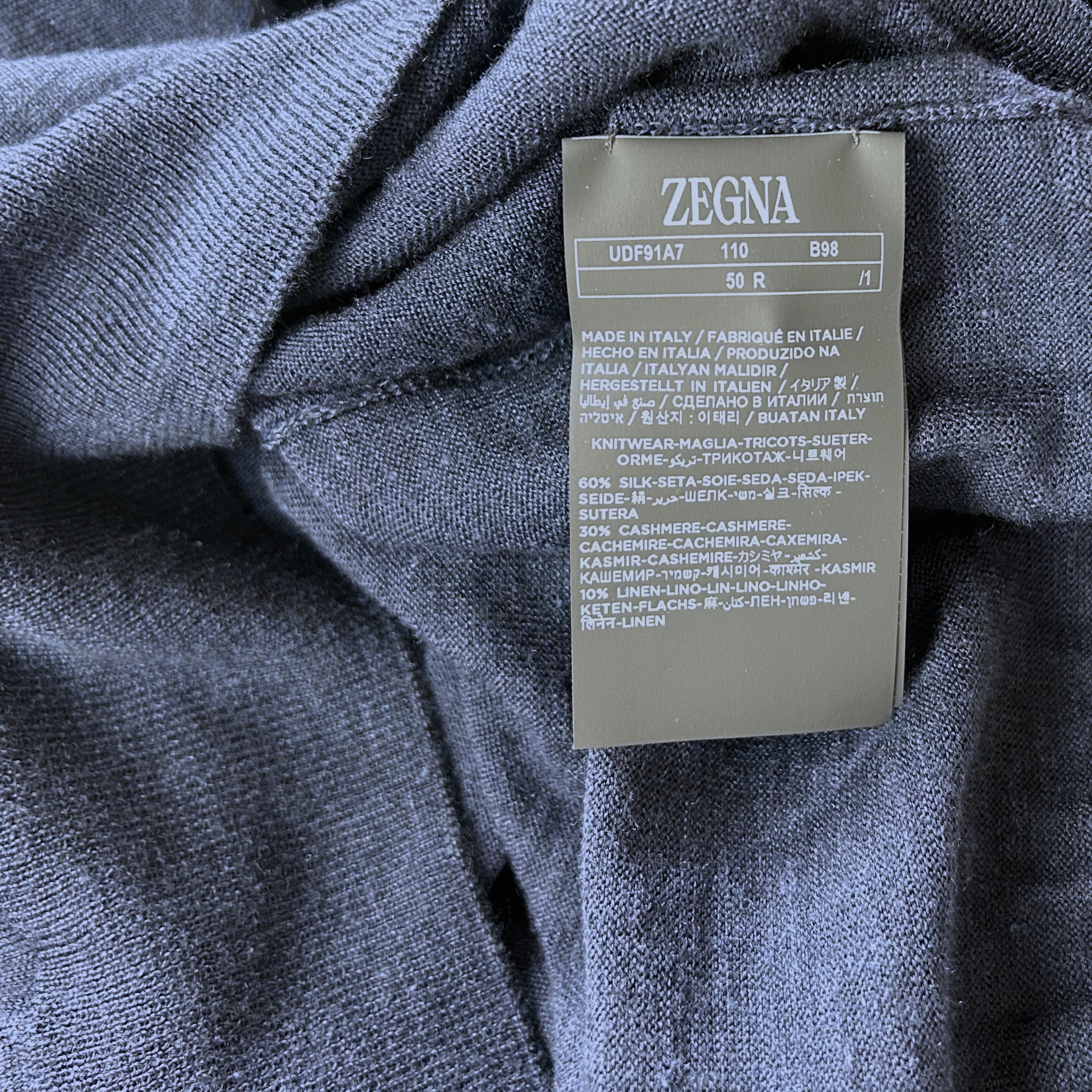 Navy Pullover aus Seide/Kaschmir/Leinen (EU 50)