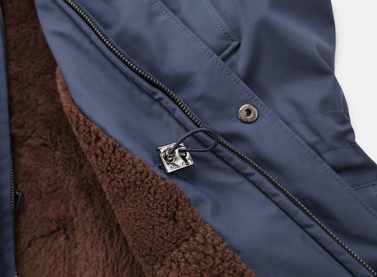 Navy Hooded Castarino Lined Coat