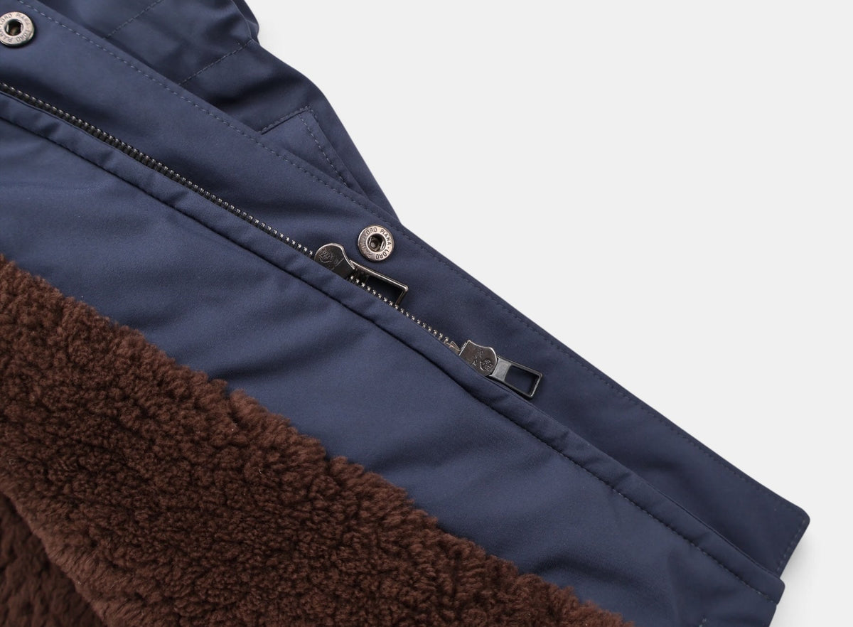 Navy Hooded Castarino Lined Coat