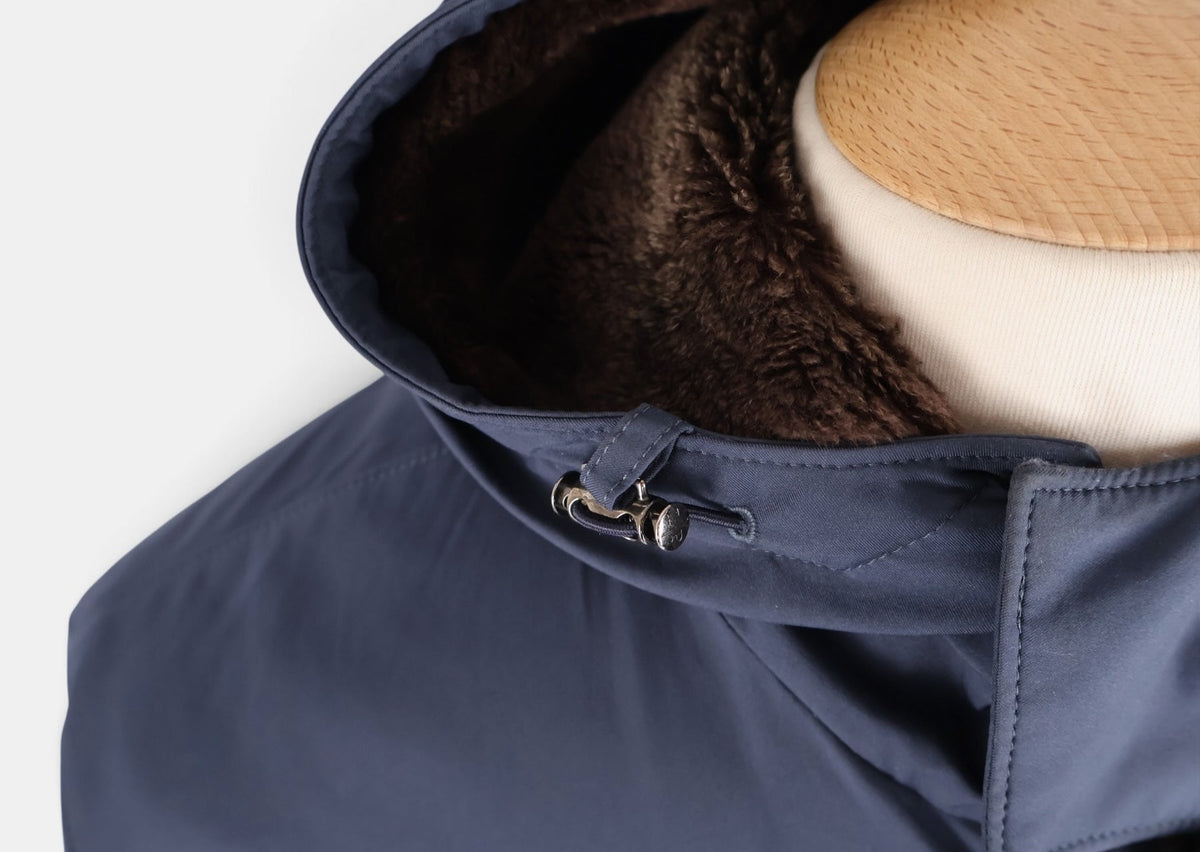 Navy Hooded Castarino Lined Coat