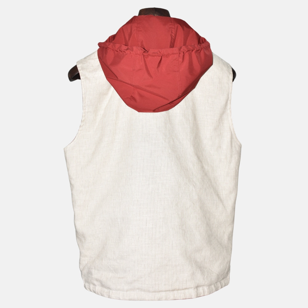 Red-Offwhite/Striped Reversible Vest (S)