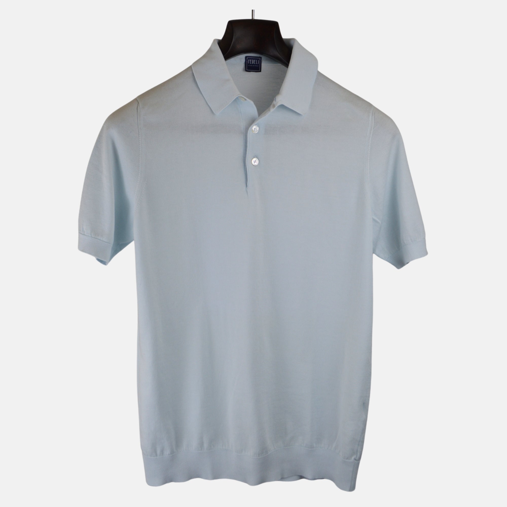 Light Blue Knit Poloshirt made of Cotton (EU 48)