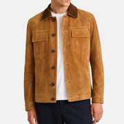 Camel Suede Calfskin Trucker Jacket (EU 48)