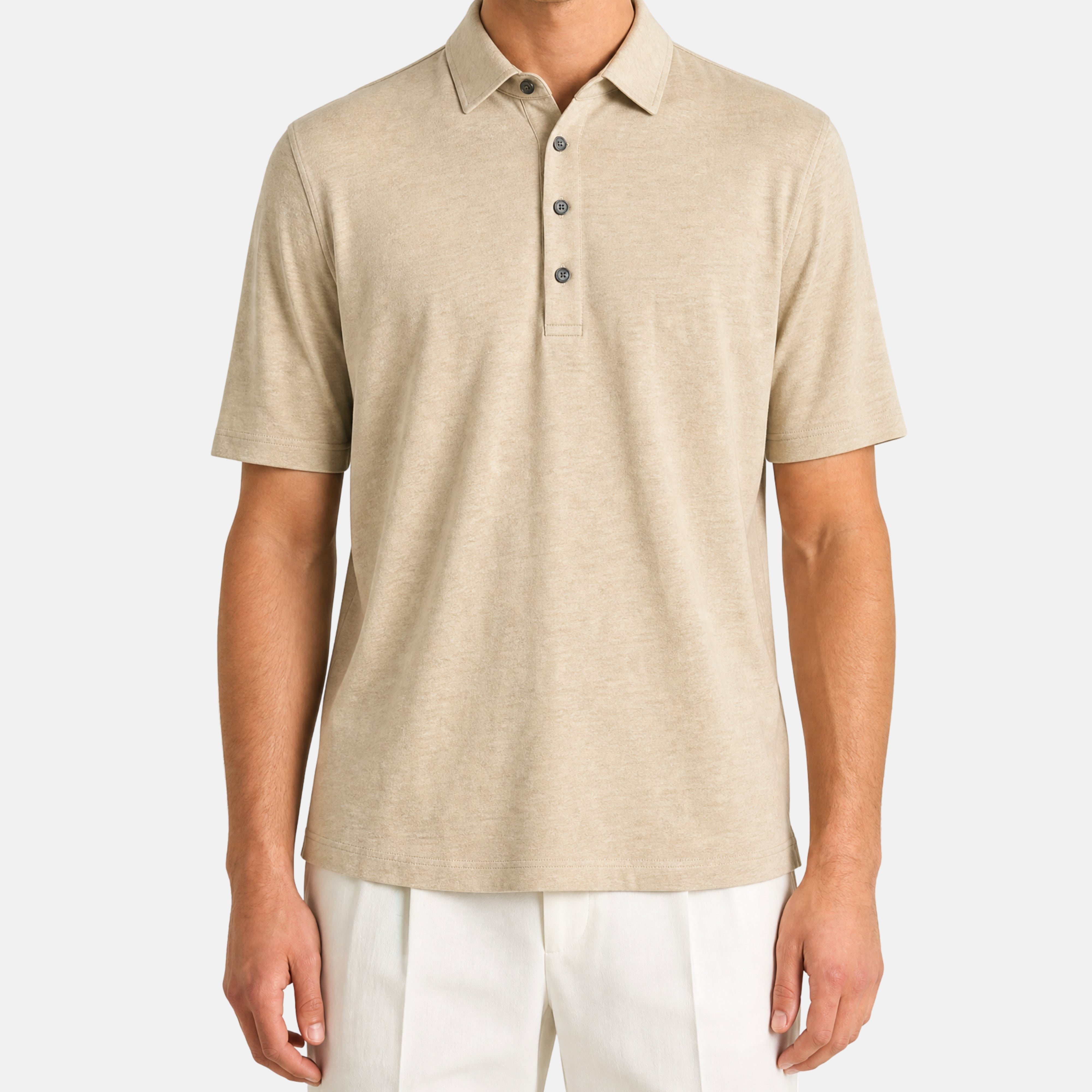 Beige Polo Shirt made of Linen (EU 52)