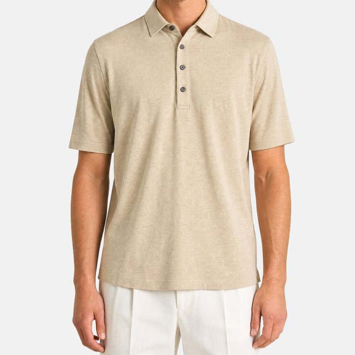 Beiges Poloshirt aus Leinen (EU 52)