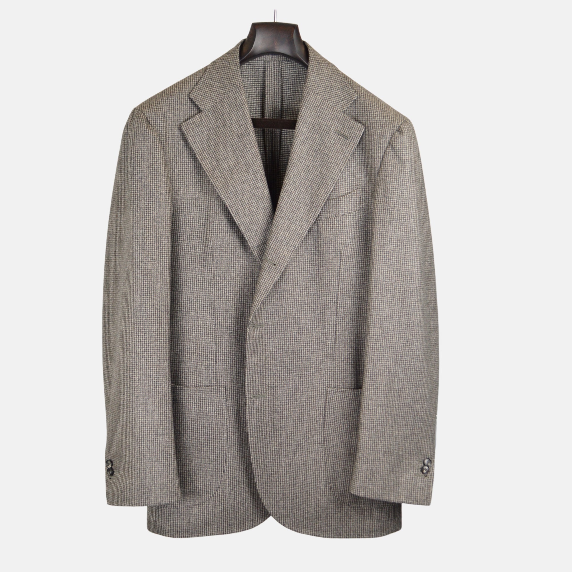 Grey Patterned Flannel Blazer made of Wool (EU 56)