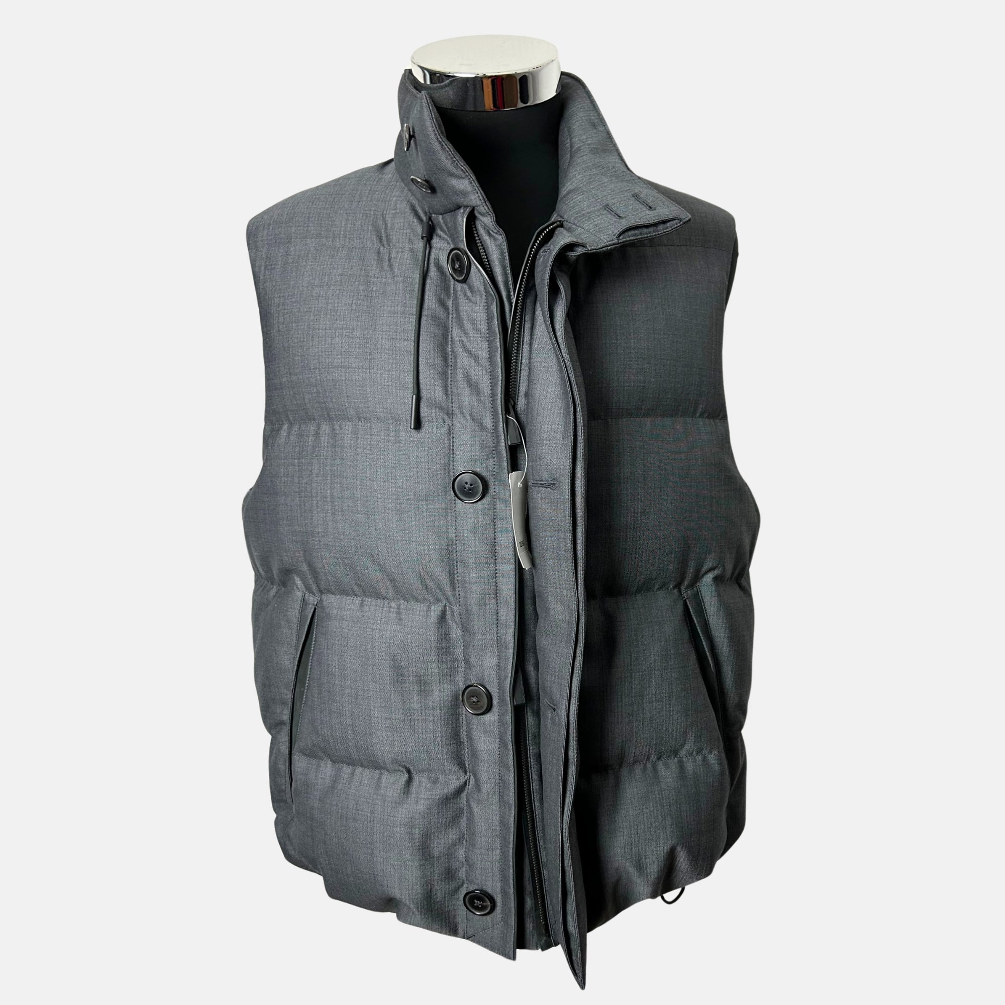 Anthracite Down Vest made of Wool/Silk (EU 48)