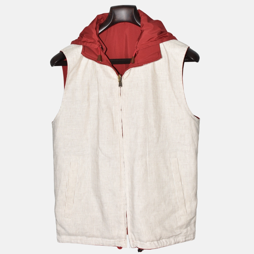 Red-Offwhite/Striped Reversible Vest (S)