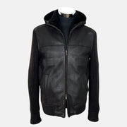 Dark Brown Hooded Bomber made of Shearling (XS)