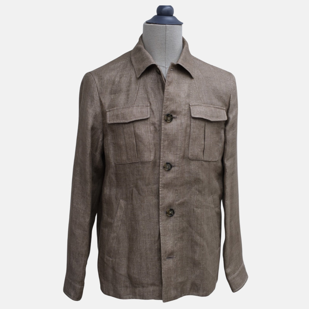 Brown Linen Safari Overshirt (S)