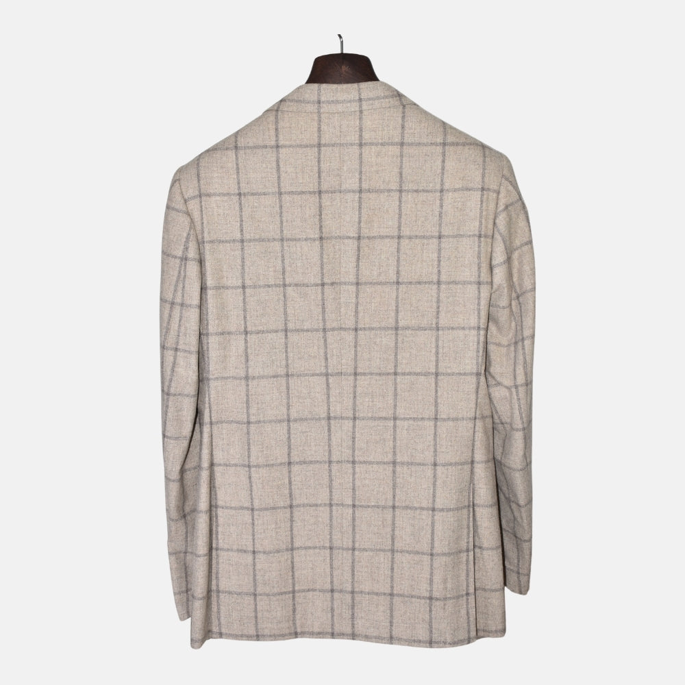 Light Grey Windowpane Wool Blazer