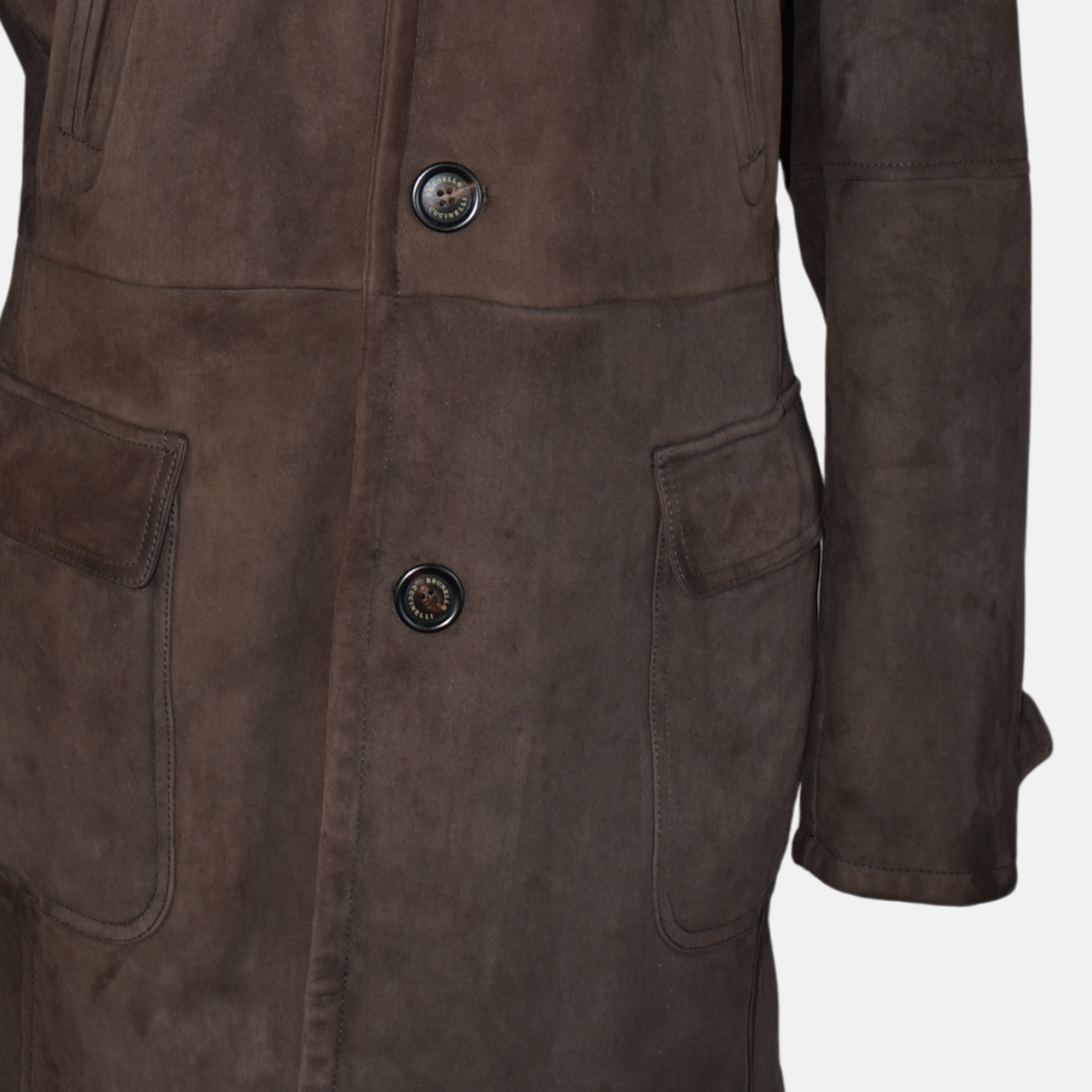 Brauner Shearling-Mantel (XL)