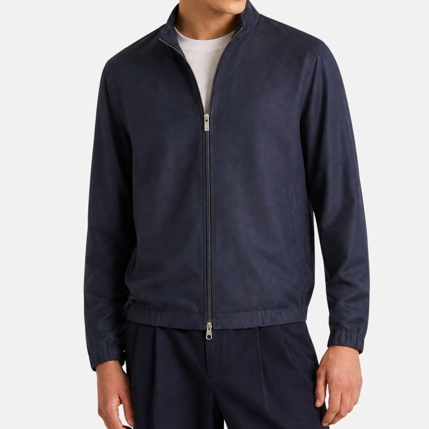Navy/Grey Wool-Silk Reversible Bomber (EU 48)
