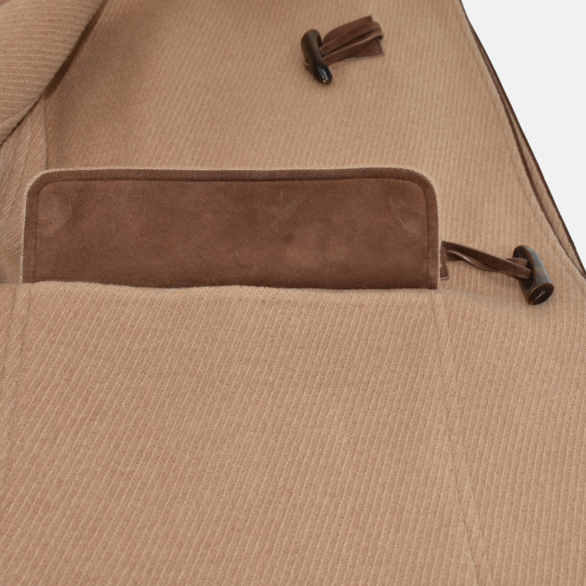 Beige Baby Camel Montgomery Coat/Leather Details with Detachable Hood (XL)
