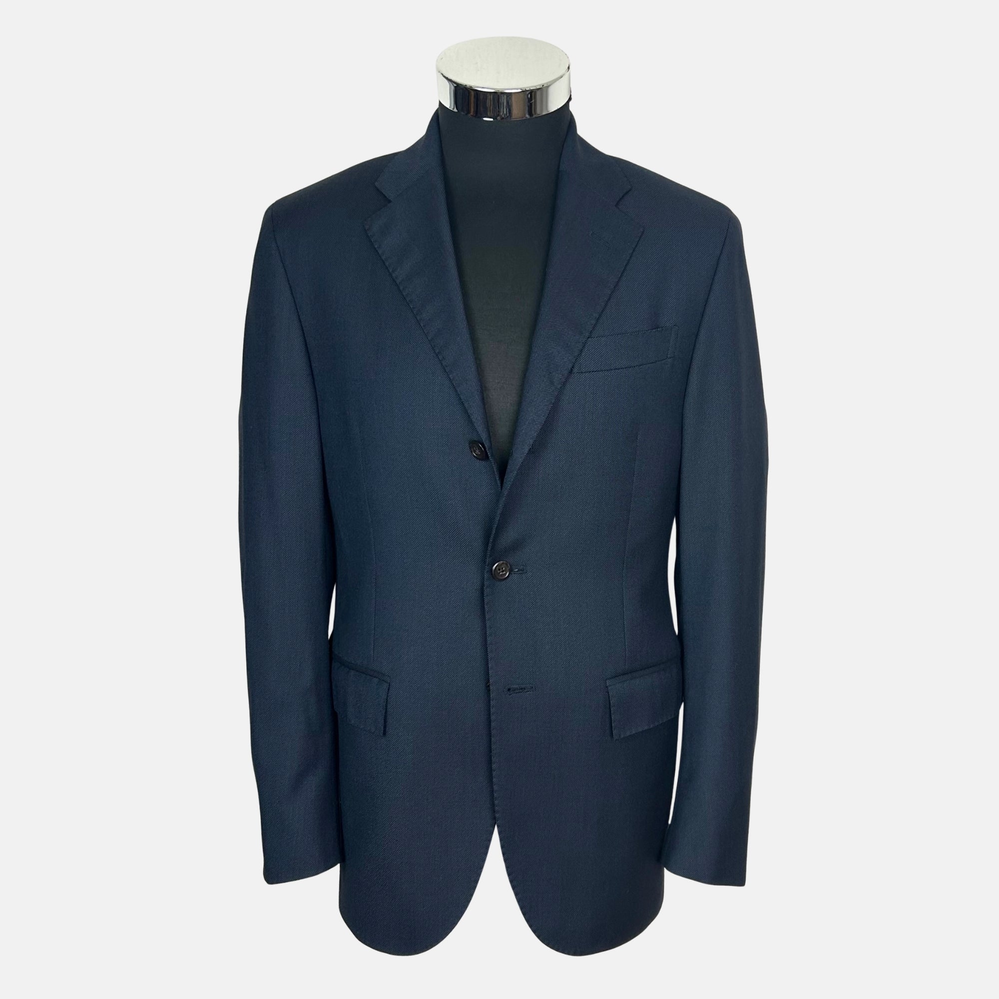 Navy Patterned Suit made of Virgin Wool (EU 48)
