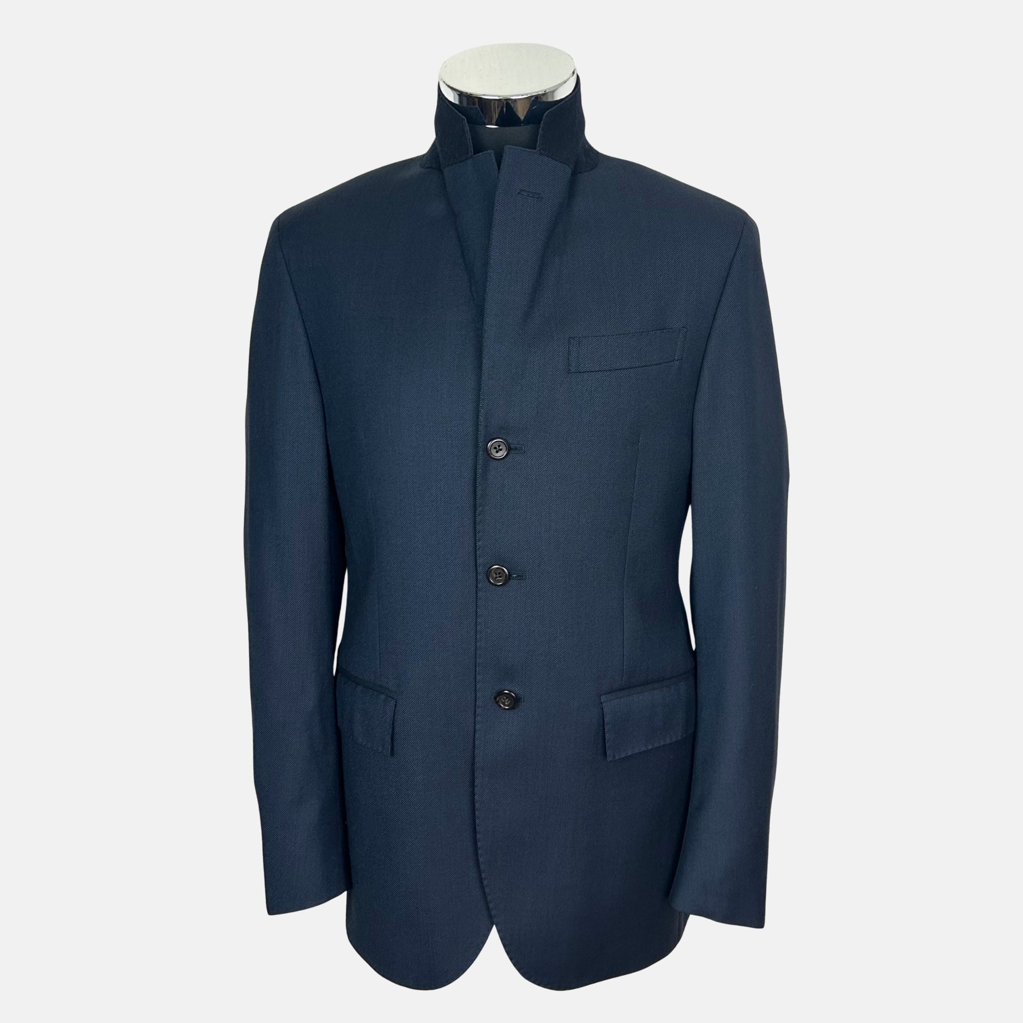 Navy Patterned Suit made of Virgin Wool (EU 48)