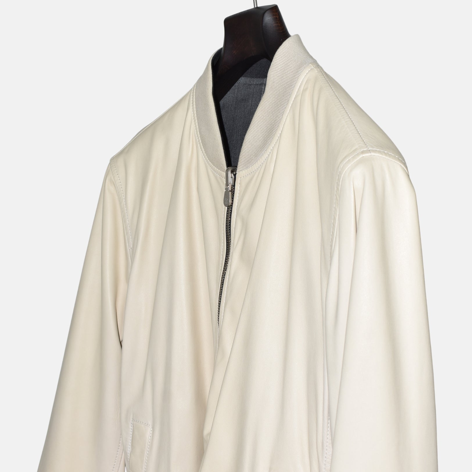 Off-White/ Grey Reversible Leather Jacket (L)
