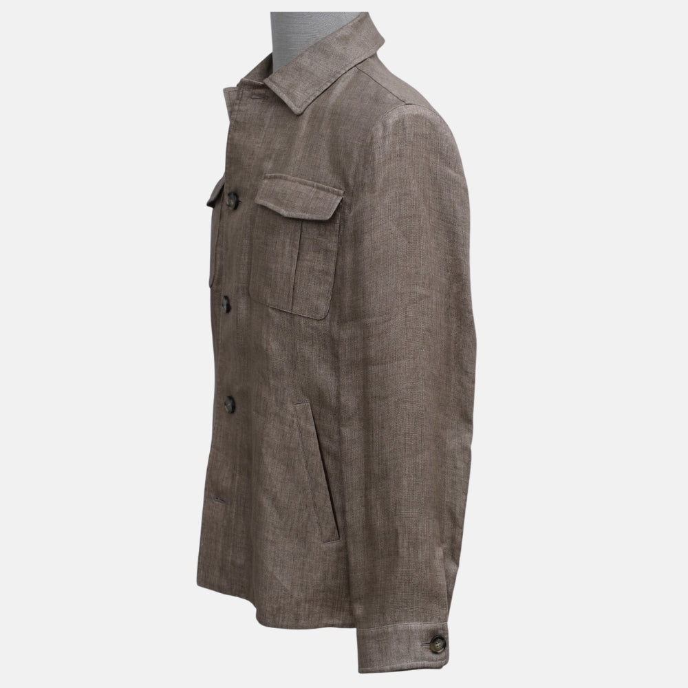 Brown Linen Safari Overshirt (XL/3XL)