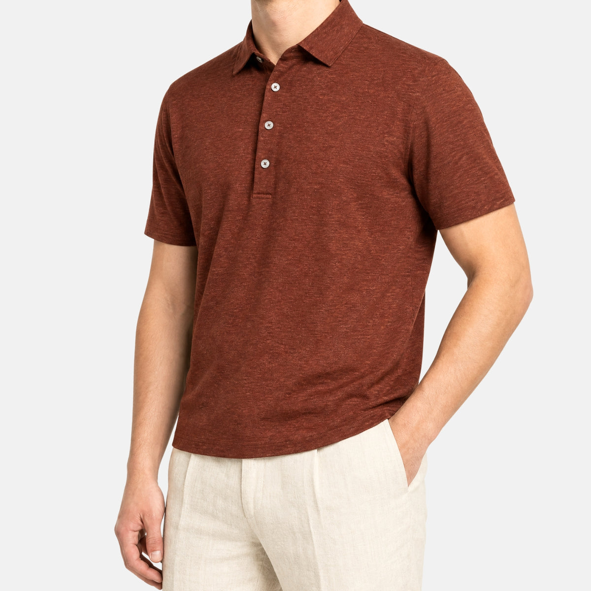Brown Polo Shirt made of Linen (EU 50)