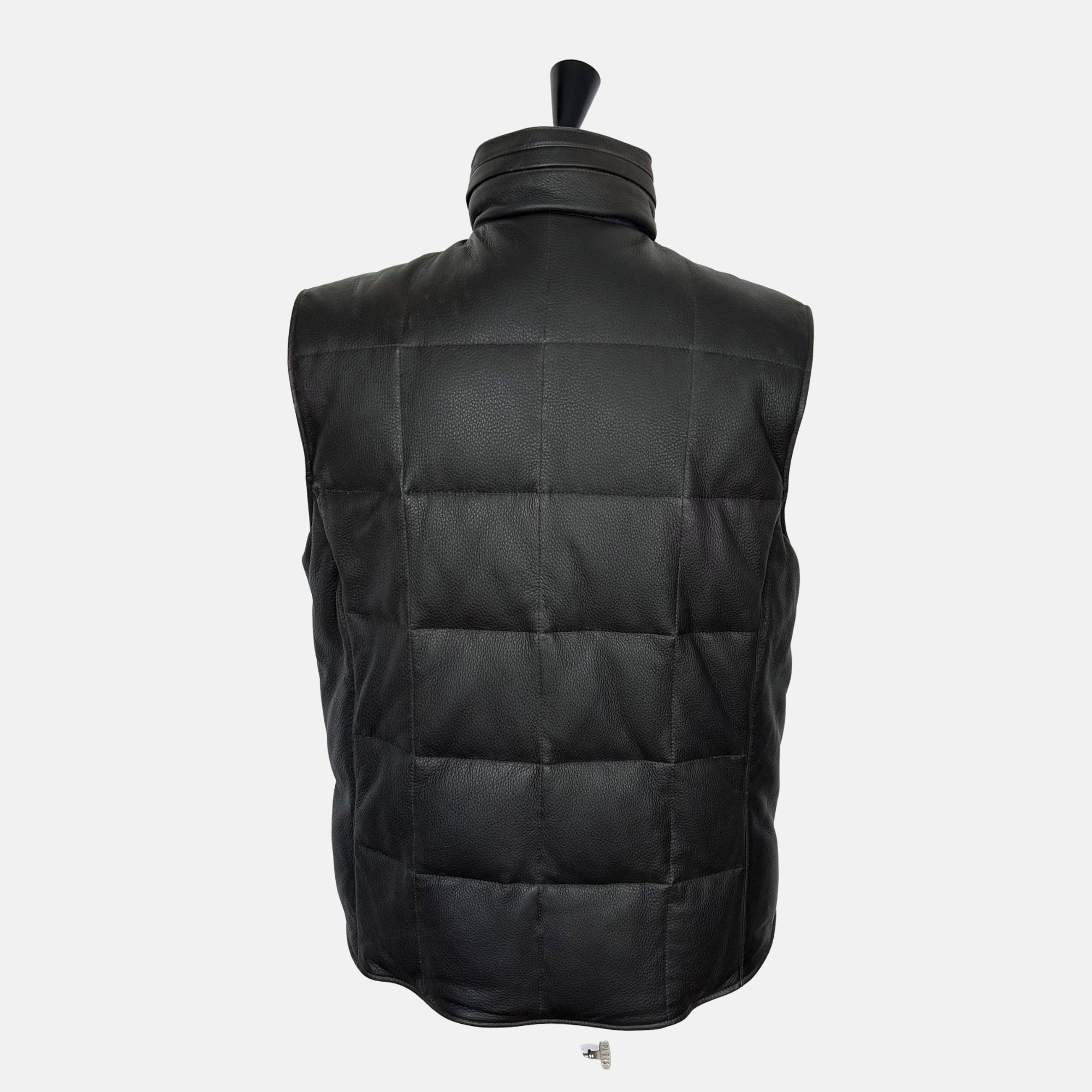 Dark Brown Down Vest made of Leather (L)