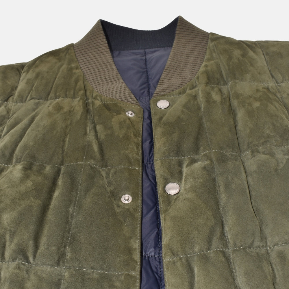 Olive Reversible Suede Down Vest (M)