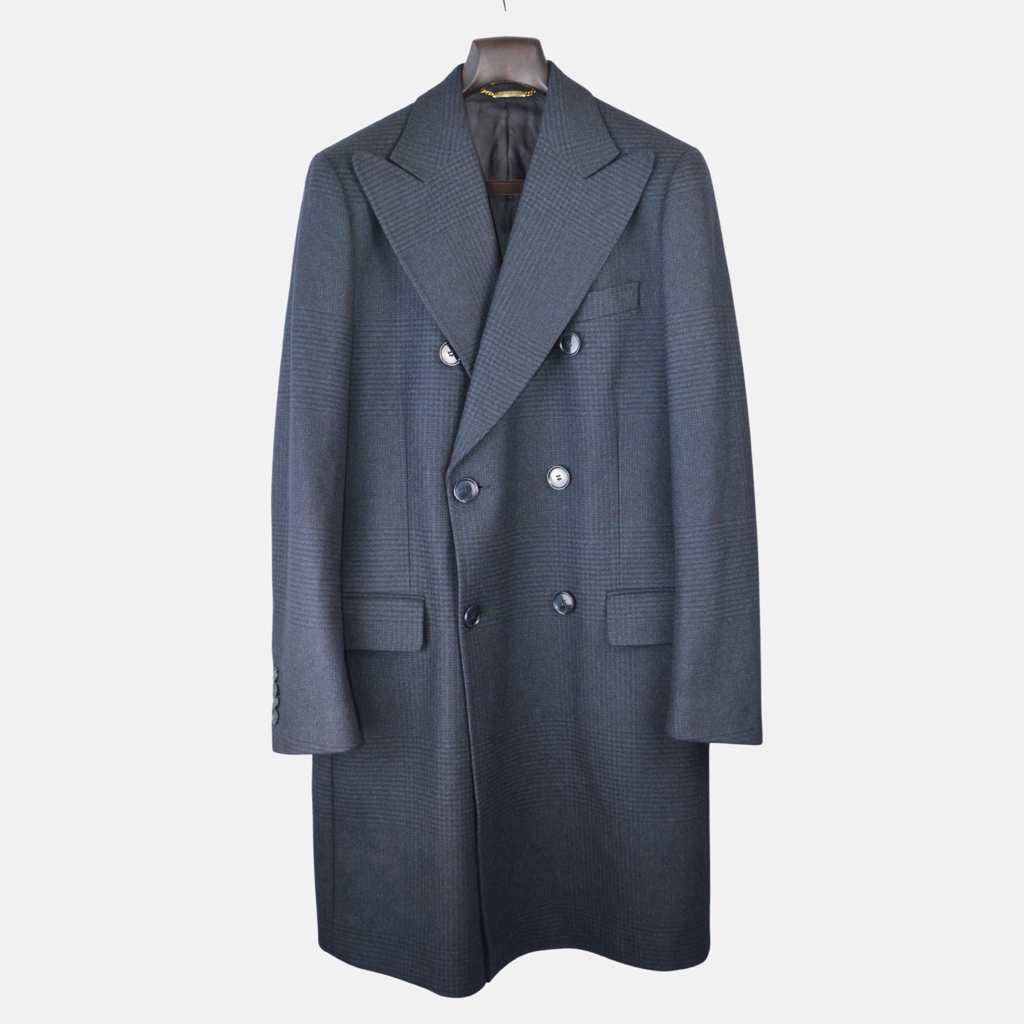 Navy Blue Patterned Coat made of Virgin Wool/Cashmere (EU 48)