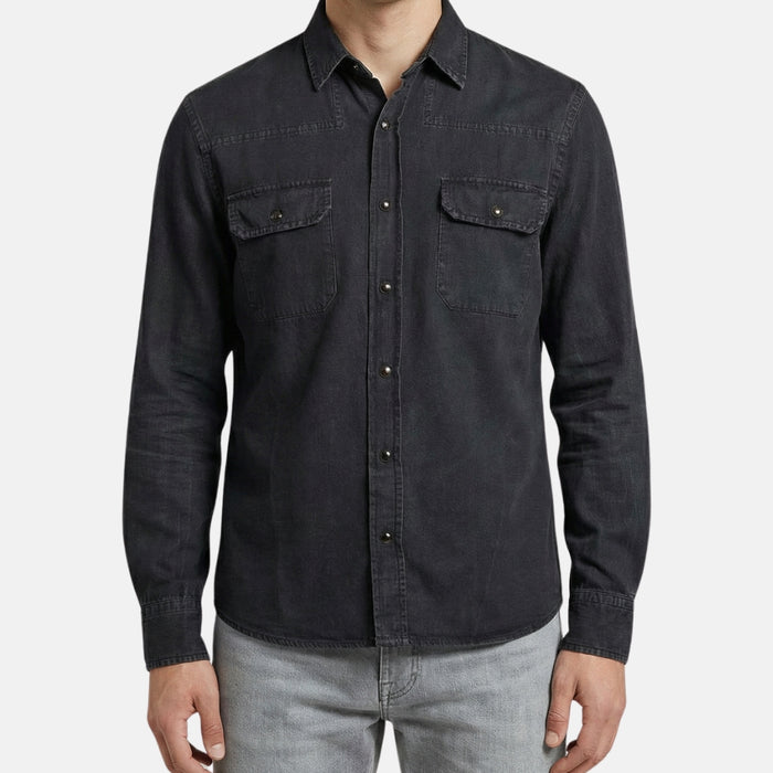Schwarzes Jeanshemd aus Baumwolle (L)