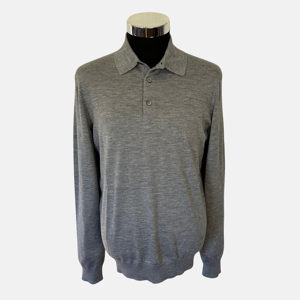 Grey Poloshirt made of  Cashmere/Silk (52)