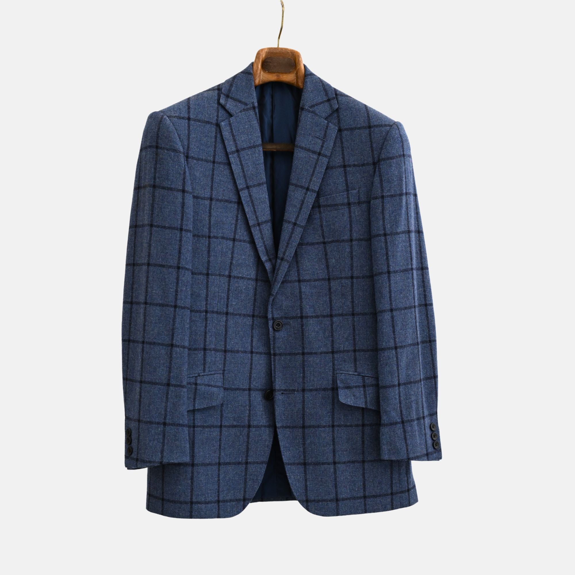 Blue Window Pane Blazer made of Wool/Cashmere (48)