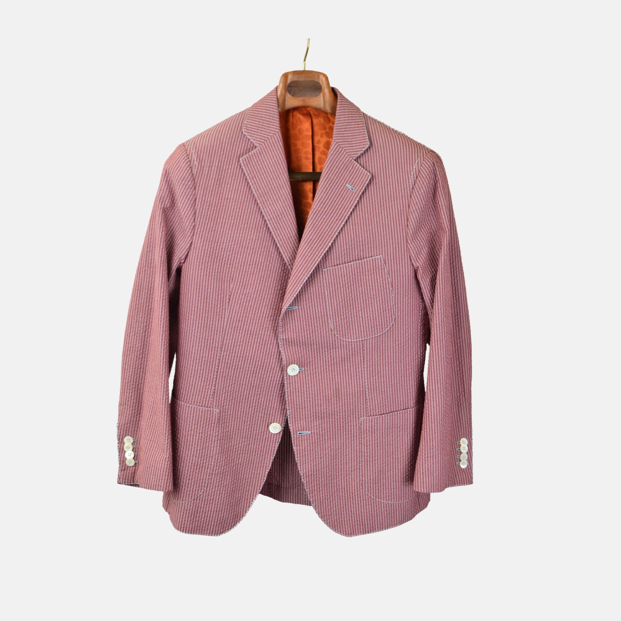 Bordeaux Striped Seersucker Suit made of Cotton (EU 54)