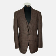 Brown Checked Suit made of Wool/Silk/Mohair (52)