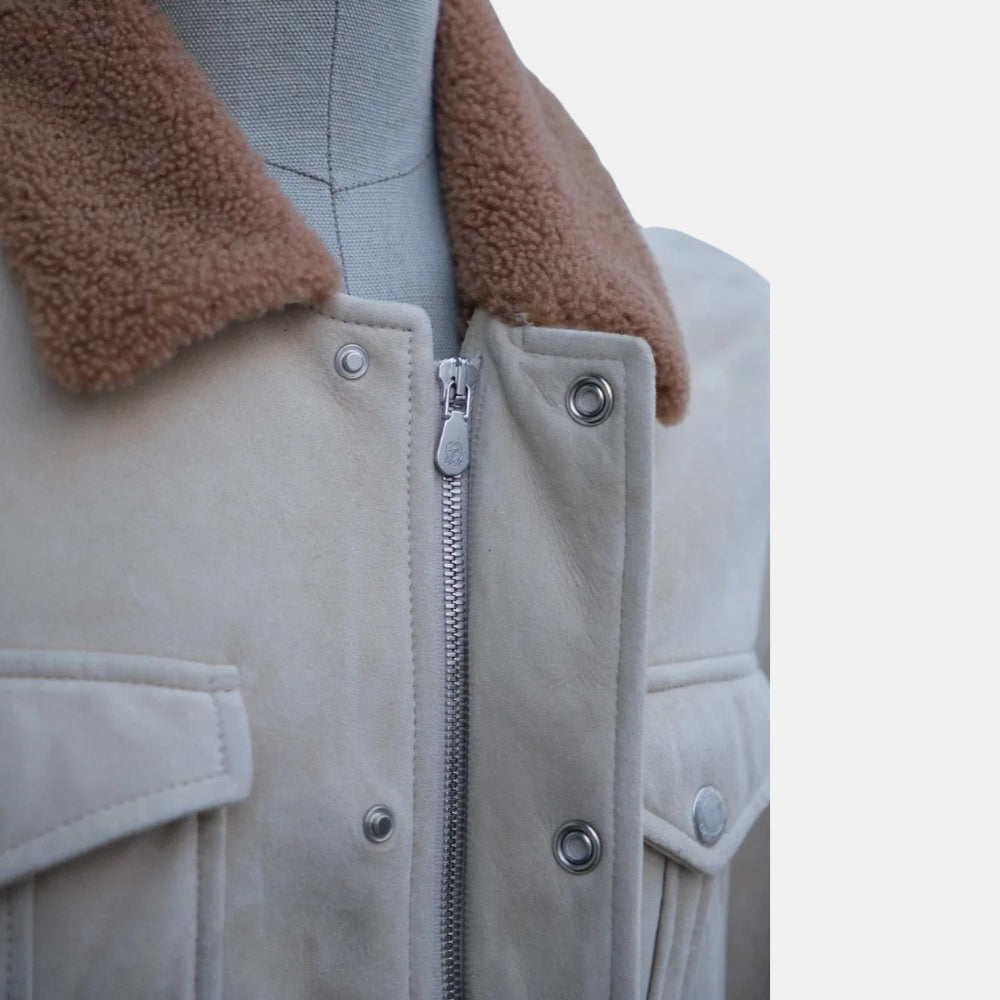 Beige Field Shearling Jacket (S)