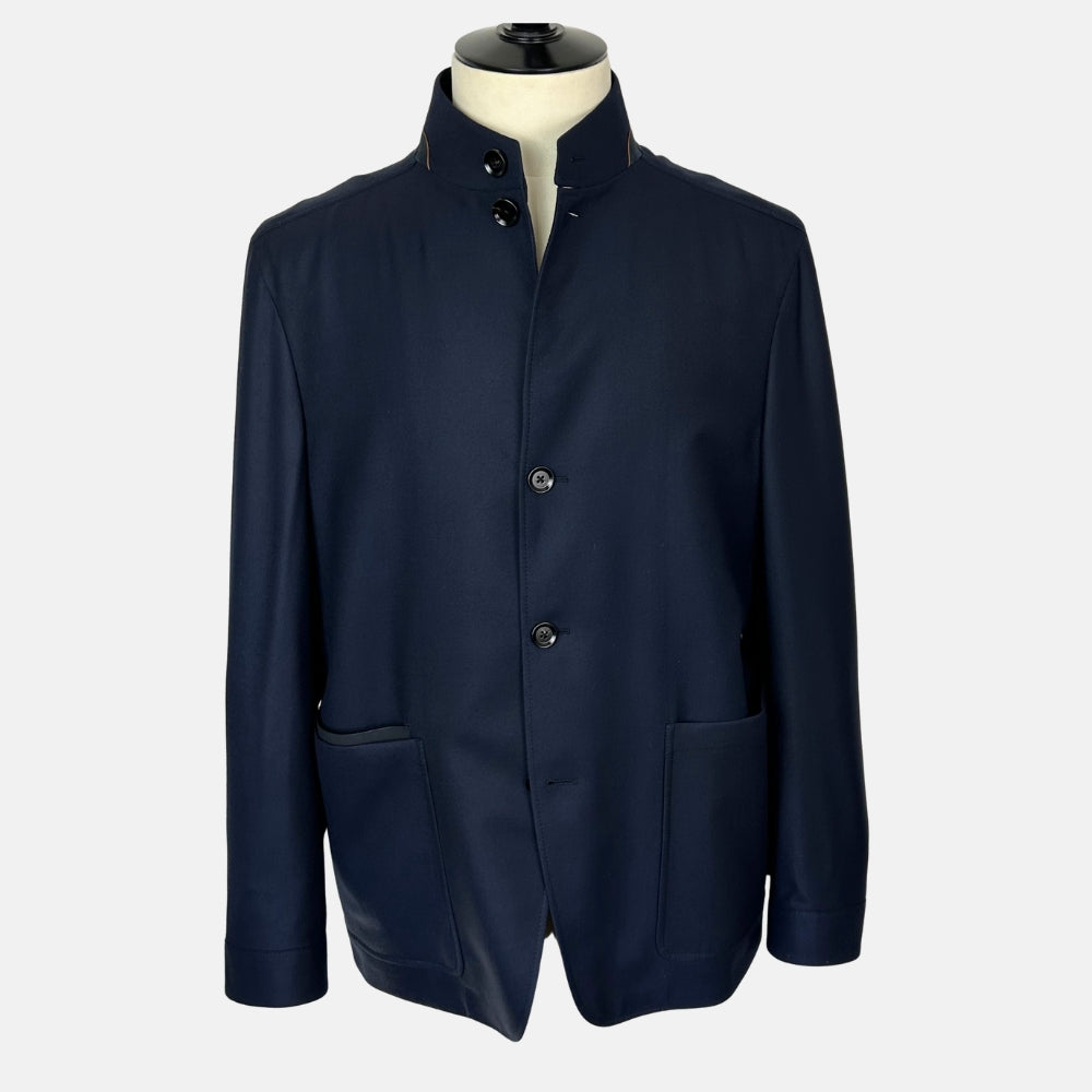 Navy Wool Jacket "Il Conte" made of Wool (Vellus Aureum) (EU 54)