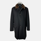Navy Blue Cashmere-Coat with Nutria Collar