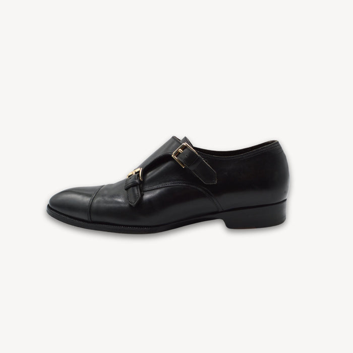 Schwarze Doppelmonks aus Leder (EU 39,5)