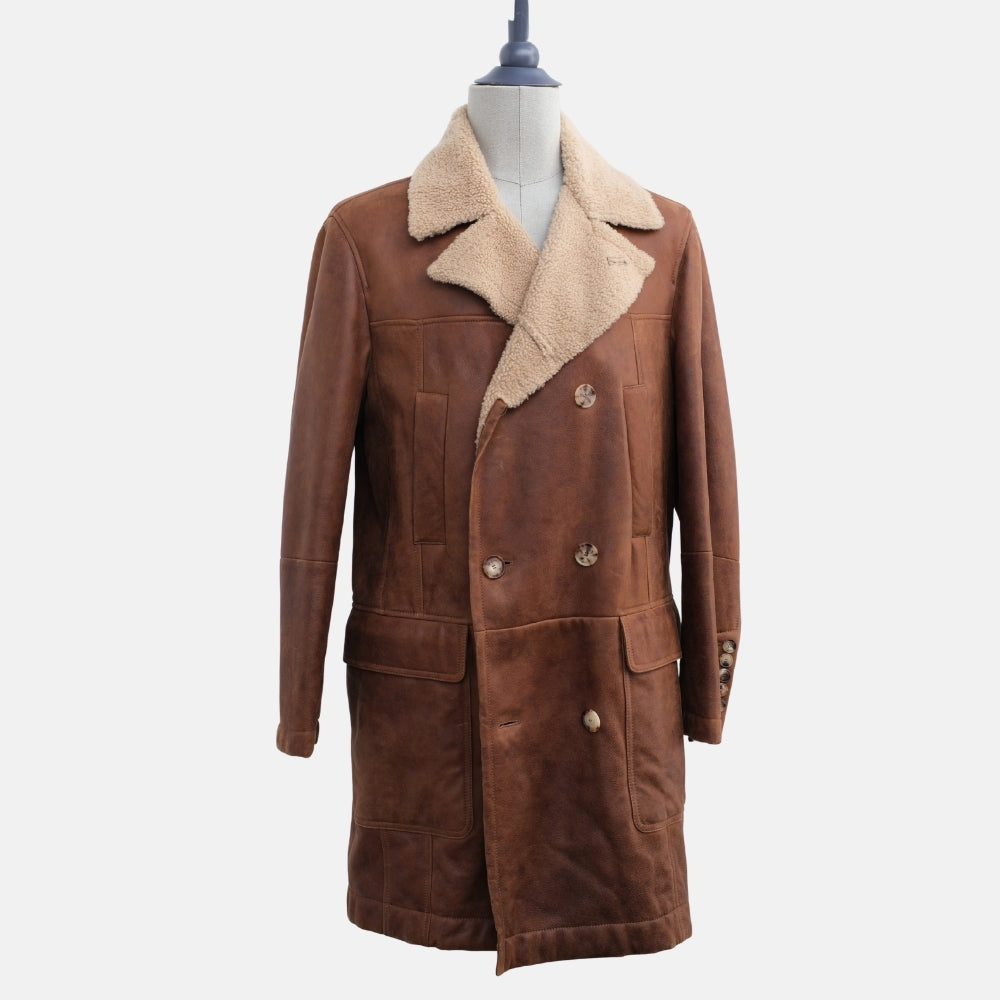 Brown Double Breasted Shearling Coat (M)