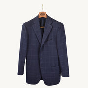 Navy Blue Blazer with Overcheck made of Wool (50)