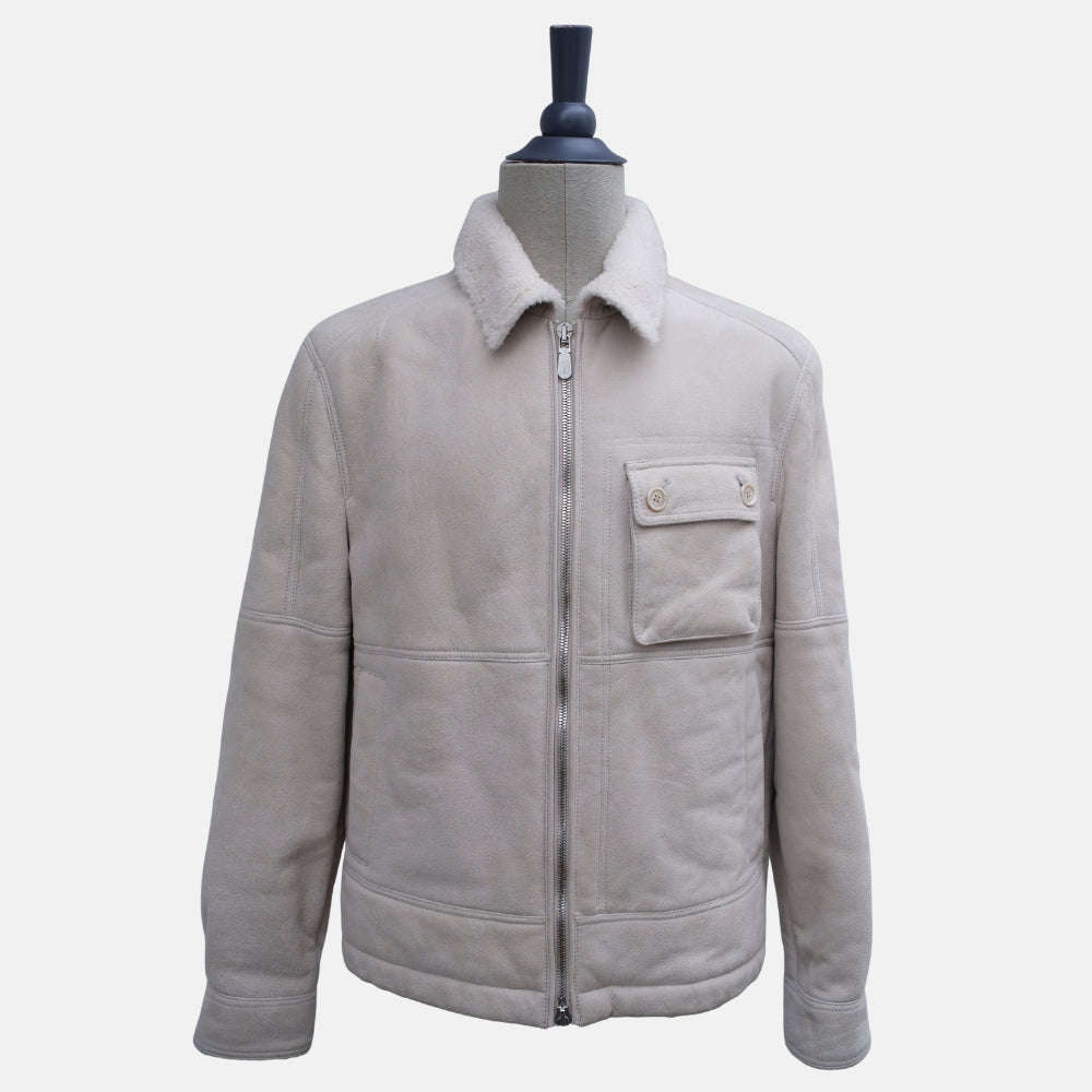 Taupe Jacket made of Sheepskin (L)