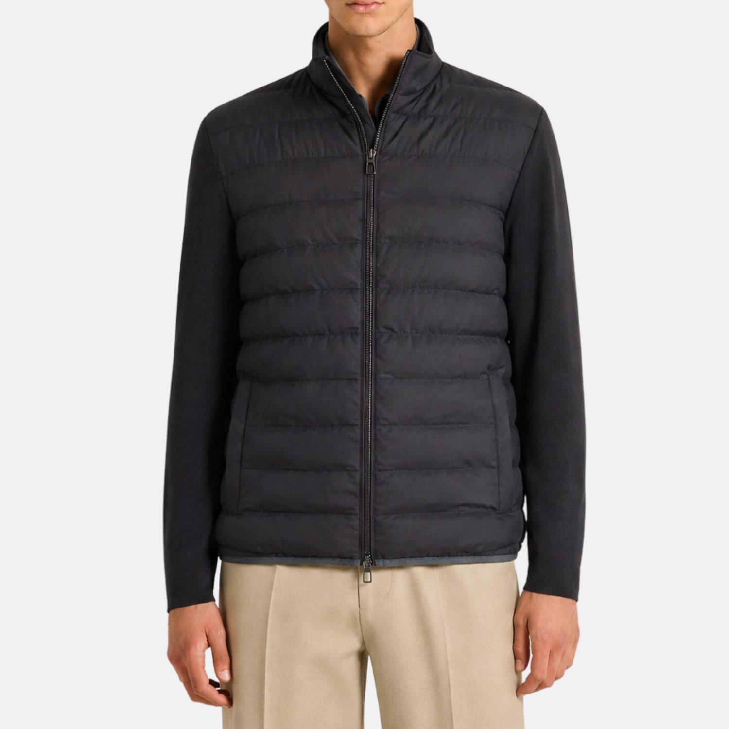 Black "Conniston" Gift of Kings Wool Quilted Bomber (M)