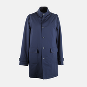 Blue Reversible Coat made of Nylon-Wool/Linen/Silk (EU 48)