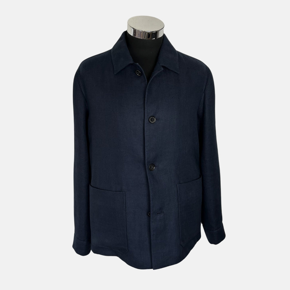 Navy Chore Jacket made of True Hemp/Cashmere/Silk (48)