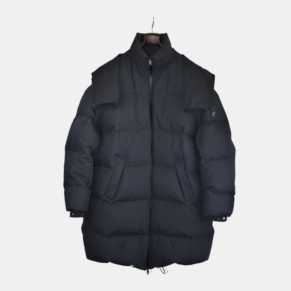 Black Down Hooded Coat made of Cotton (M)